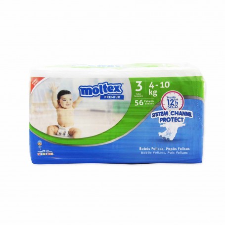 Moltex Premium Pañales Infantiles Transpirables con Aloe Vera Talla 3 (4-10kg) - 56 Pañales