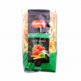 Romero Pasta Macarrón Rayado con Vegetales - 500g Romero Pasta Macarrón Rayado con Vegetales - 500g